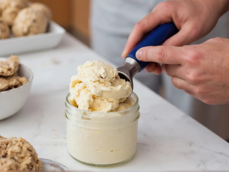 Homemade ice cream scooping demonstration