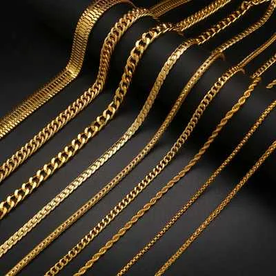 

Twisted Link Chain Hip Hop Choker Necklace Men Punk Necklaces, Gold