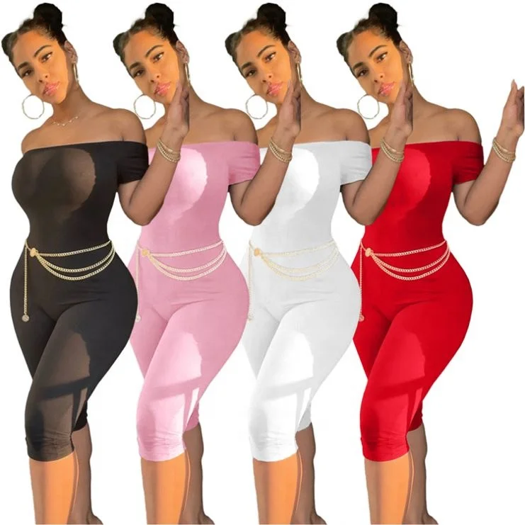 

2021 Ladies Short Rompers Sexy Off Shoulder Bodycon Summer Women One Piece Jumpsuits, Picture