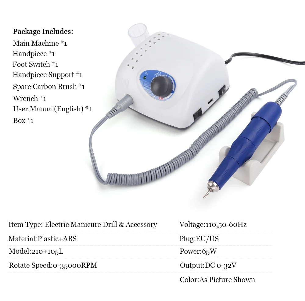 
Korea 40000 RPM Original strong 210+105L strong manicure machine nail salon drill 