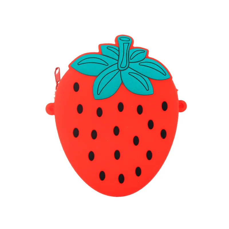 

wholesale strawberry Cute Medium Silicone Bag Student Teenager Bag Cartoon Cute Wallet Coin Purse, Multiple colors