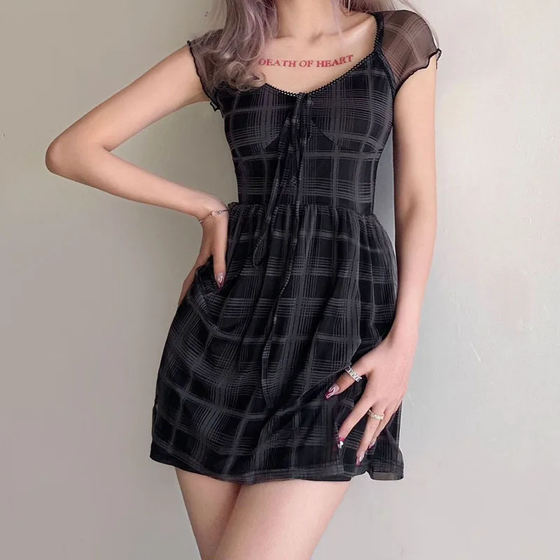 

2021 new arrivals spring and summer wears new women's sexy slim Plaid square collar dress women clothing dress