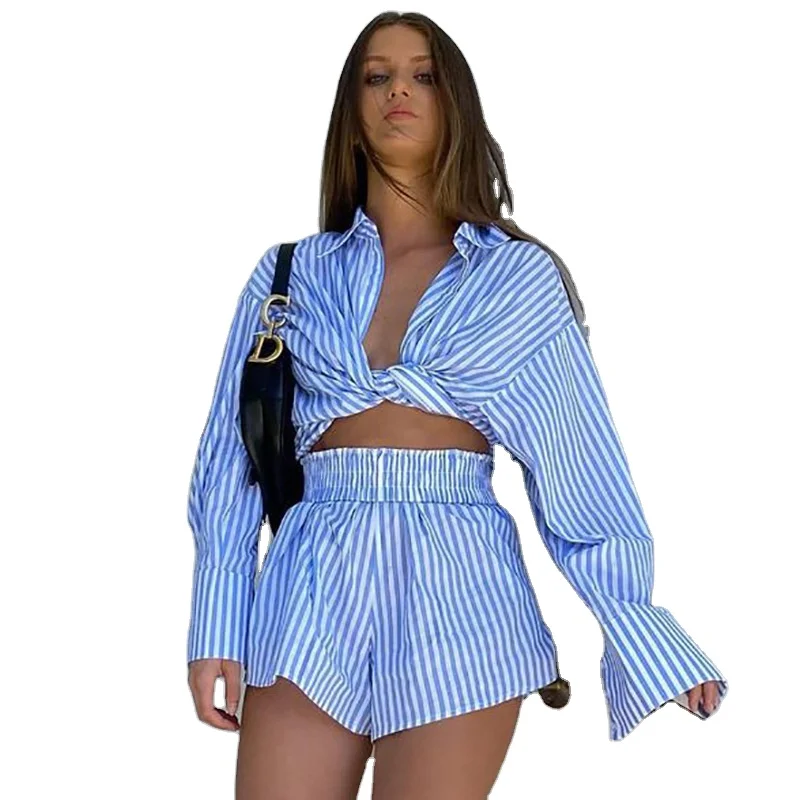 

Sexy Casual Women Tracksuit Pink Plaid Shorts Lounge Wear mini shorts Long Sleeve Shirt Tops High Waist Two Piece Set, Pls see the color column