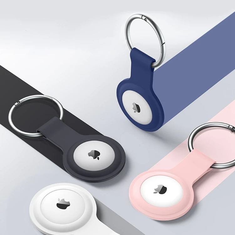 

2021 New Pet Dog Collar Tracker Cases Cover Keyring Hook With Metal Buckle Silicone Protective Case For Apple Airtag