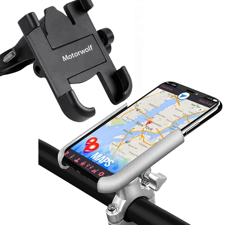 

Anti thief Bike bicycle Motorcycle phone holder Aluminium bike phone holder waterproof phone holder for bikes scooter, Black