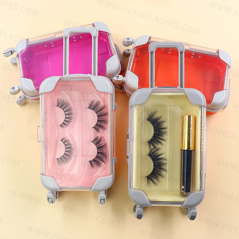 

Real 3D 5D 27Mm Mink Eyelashes With Pvc Handbag Suitcase Mink Eyelash Packaging Set 25Mm Mixed Mink Eyelashes Wholesale Vendor
