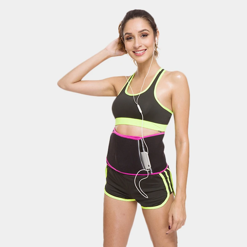 

workout fitness training polyester soft adjustable slim waist lumbar brace trimmer trainer belly stomach wrap belt with pocket, Purple / yellow/ black etc.