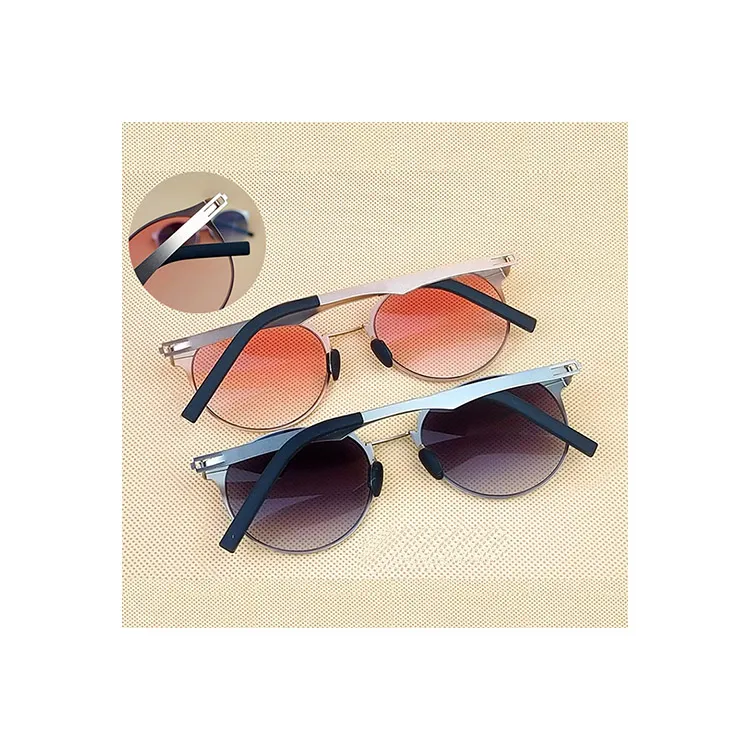

New Classic Retro Gradient Round Stainless Men's And Women's Fashion Color Film Polarized Luxury Sunglasses