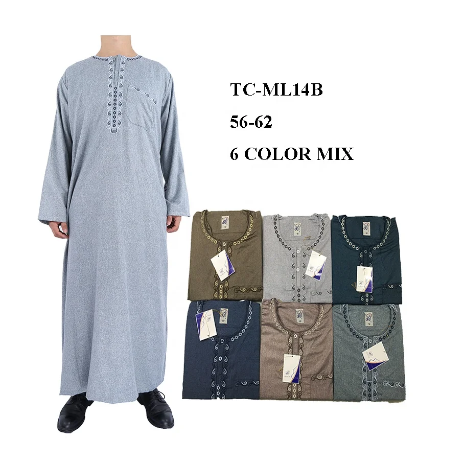 

2020 Islamic Arab Muslim Kaftan Men Stand Collar Long Sleeve Pockets Robes Middle East Vintage Jubba Thobe, Mix color