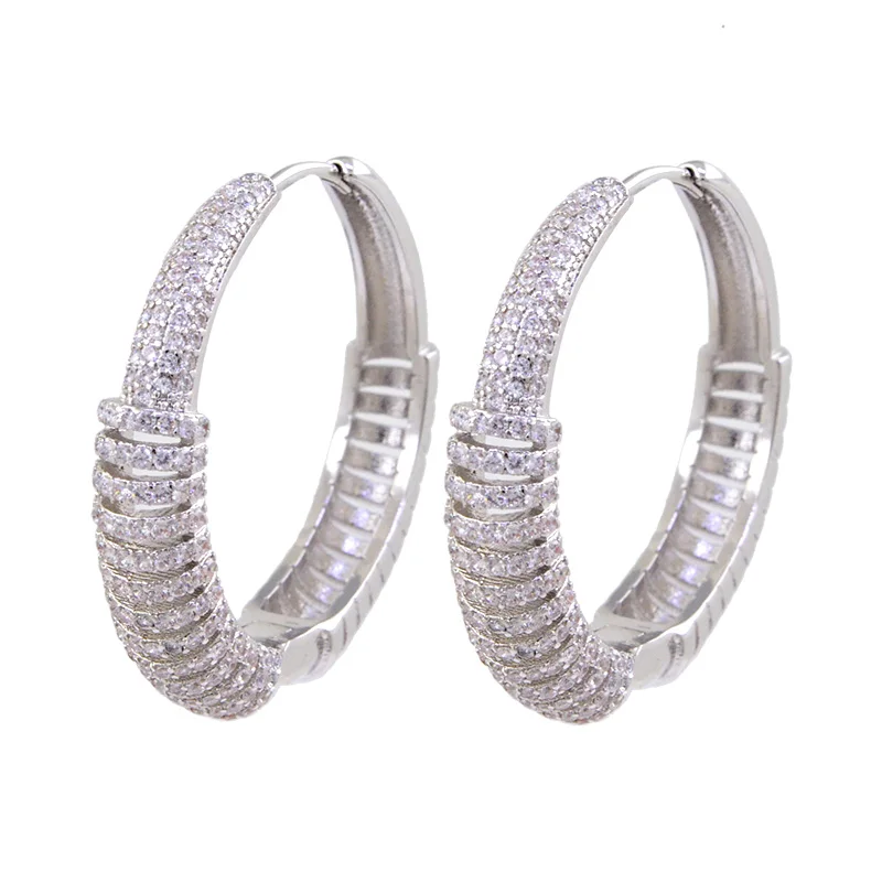 

ER0028-29-30 Full Pave cubic Zircon Stone 2019 New Fashion Jewelry hoop Earrings, Picture