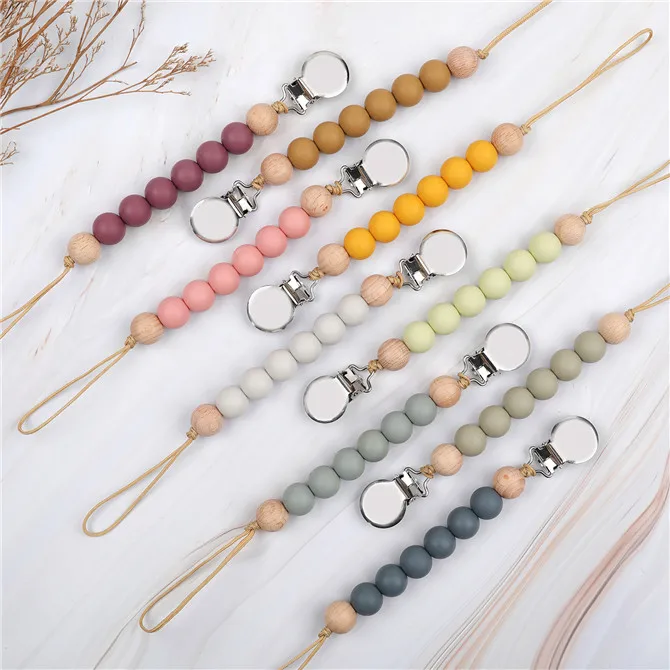 

Silicone Teether Pacifier Chain Holder Baby Nipple Feeding Toys Baby/Pacifier Clip Chain, Many colors