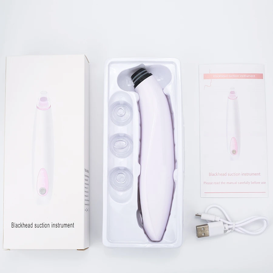 

Shenzhen Factory Portable acne Facial Cleaner Derma Suction Electric Machines Tool Kit Pore Vacuum Blackhead Remover, White,pink