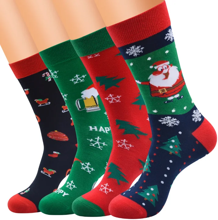 

2020 Winter Holiday Festival Xmas Cotton Mens Womens Socks 7011, As picture shows