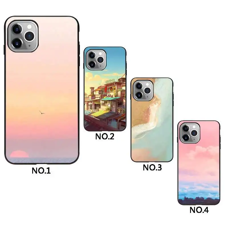 

Fresh little scenery high quality tpu phone cover for iphone 12, Black