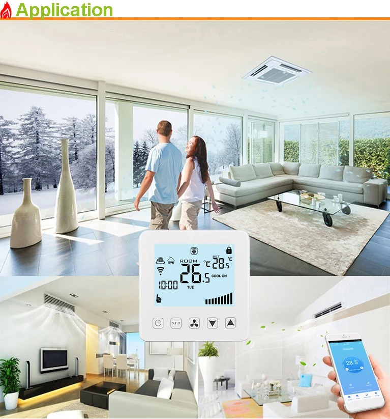 AC room electronic wifi thermostat central air conditioning for fan coil units cooling system