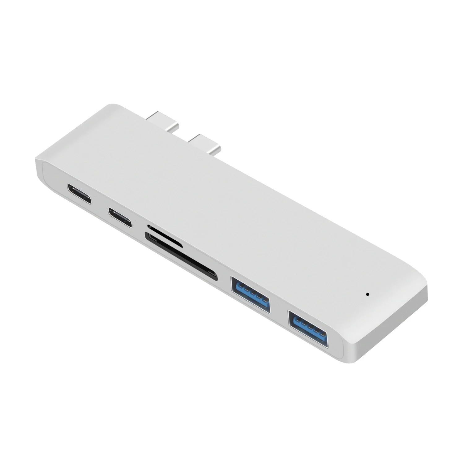 

USB-C Hub 6 in 1 Type C Hub to USB 3.0 Hub Splitter Adapter Power Port SD/TF Card Reader OTG Combo Converter for Macbook, Siliver/grey