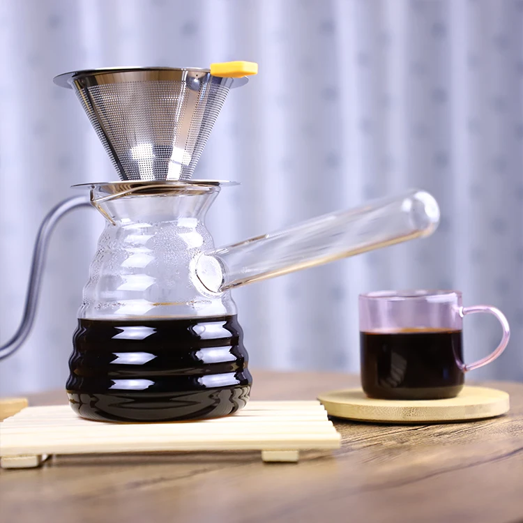 

borosilicate pour over drip glass coffee pot v60 glass pot coffee maker, Clear