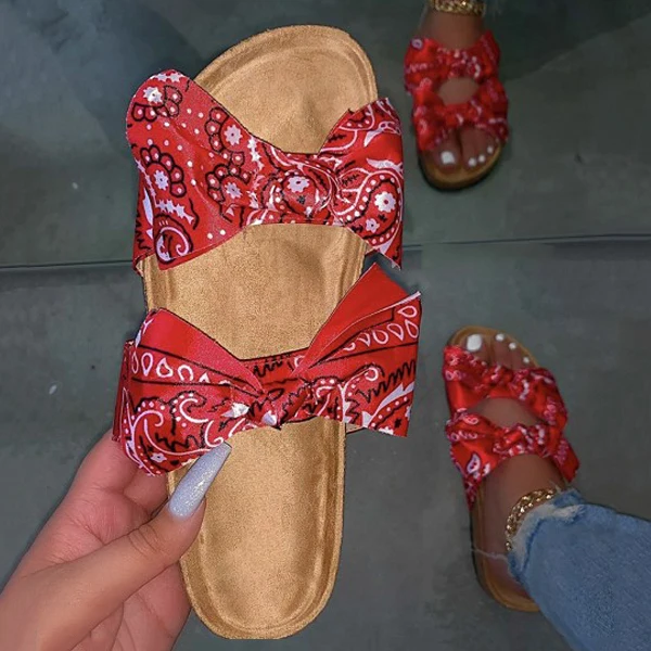 

New style lady summer beach slides for girls bandana Shoes cork Slippers flat women sandals shoes