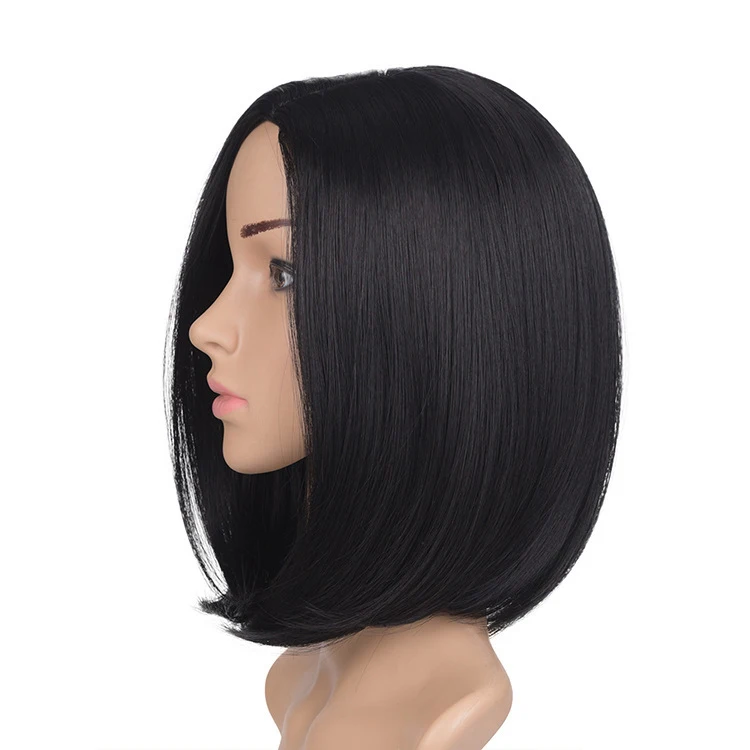 

Jiasida Hair Straight short Black Bob Wigs For Black Women Middle Part Heat Resistant Synthetic hair Bob Wigs