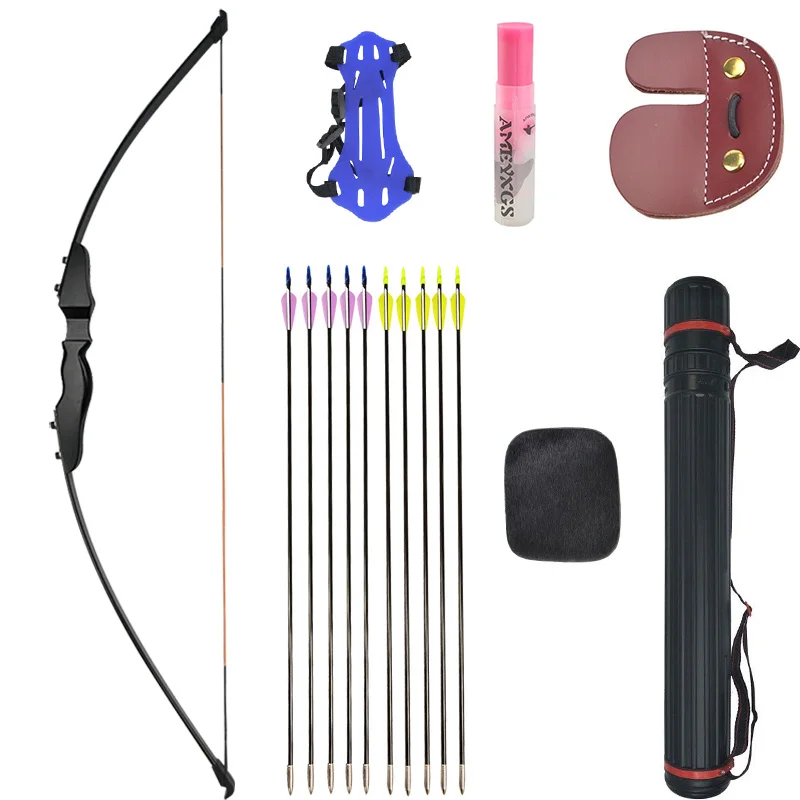 

Wholesale Beginner Recurve Bow Archery Hunting Shooting Straight Bow Basic Training Take-down Bow 40lbs/30lbs, Black wood and copper for choice