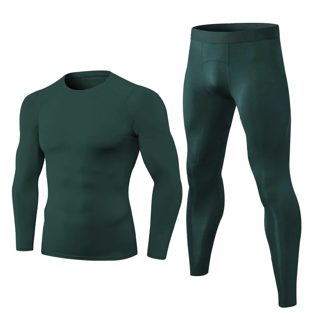 

Popular men's quick drying fitness suit men's high elastic tight training long sleeved trousers sportswear two-piece set, Accept custom made color