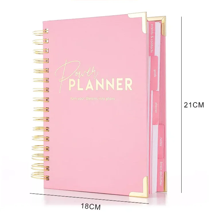 

Custom Logo 2022 A5 Pink Spiral Weekly Monthly Manifestation Goal Diary Journal Planner Agenda Notebook, As per picture or as per requirement
