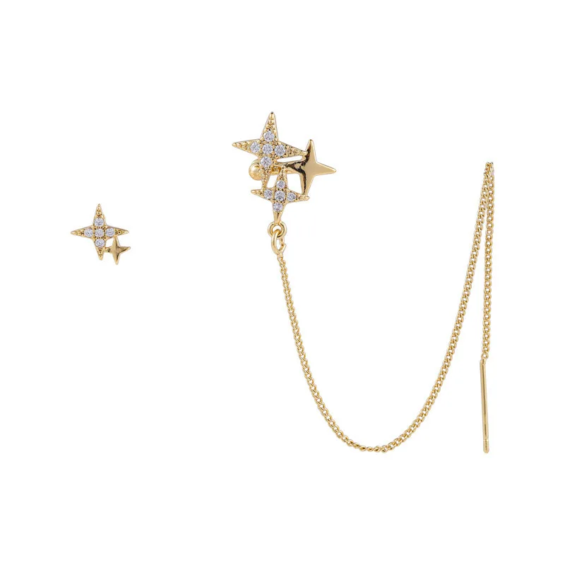 

Korean version of the star design sense of asymmetrical fashion sense earrings, Gold