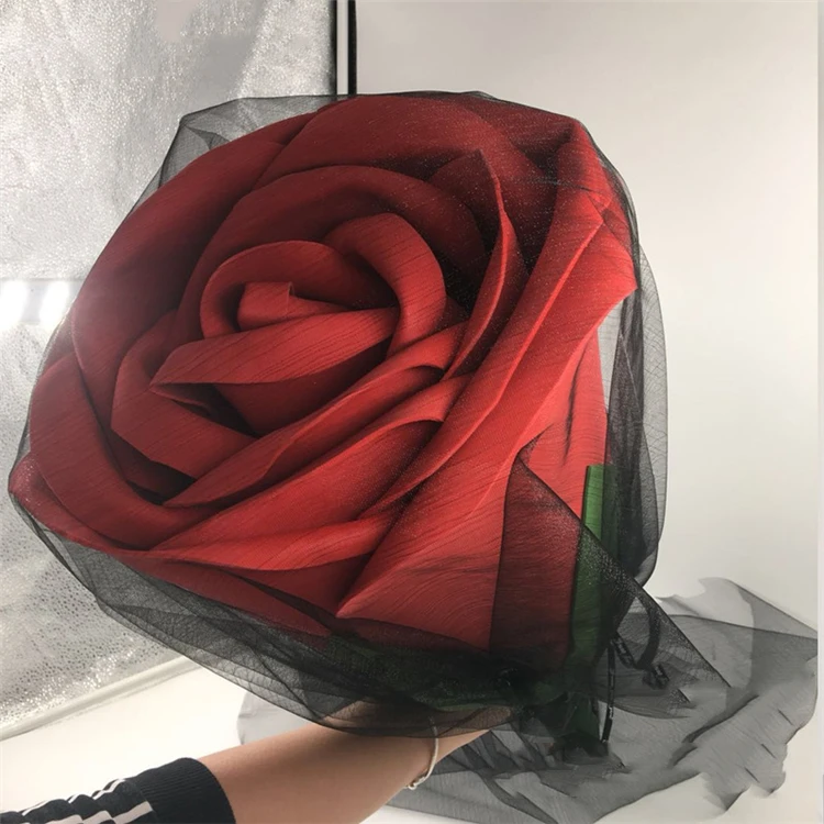 Z1441 Fast Delivery Artificial Silk Big Giant Red Singles Roses Flower