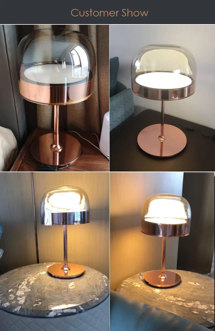 Modern Home decor designer Round Luxury Copper bedside LED Glass equator Table Lamp