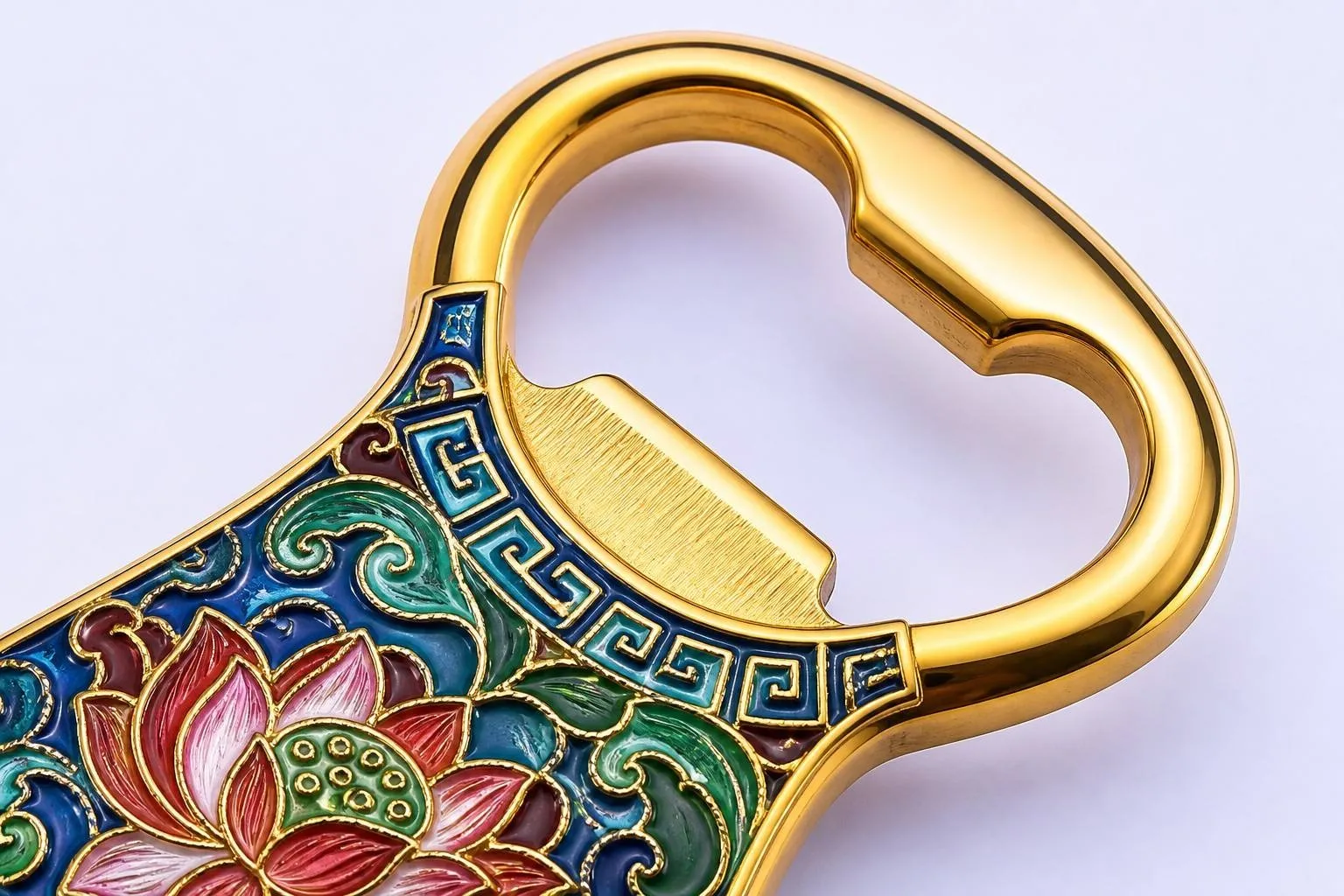 Cloisonne lotus bottle opener