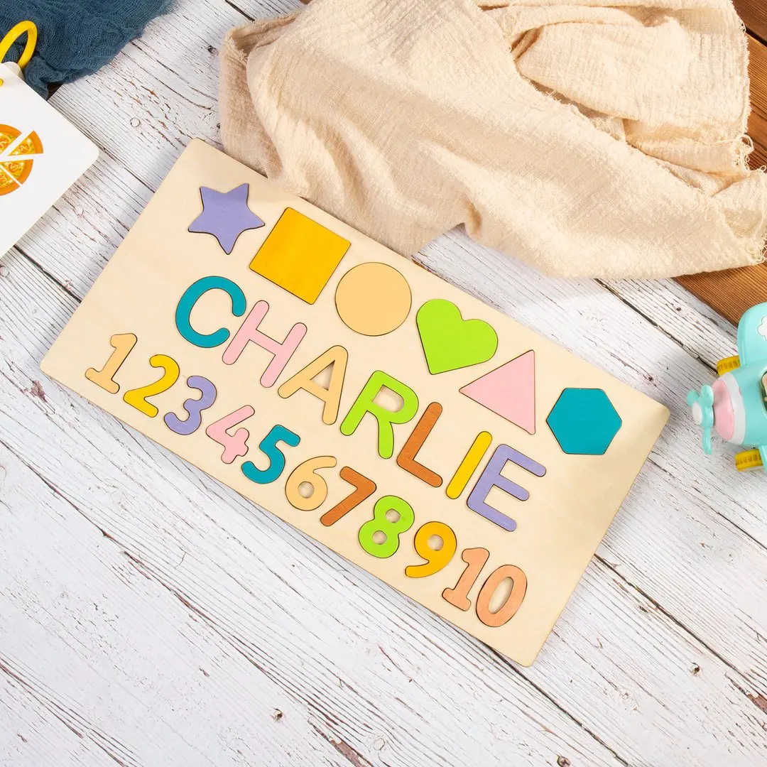 

Factory Direct Custom Number Jigsaw Puzzles Wooden Educational Toys Personalized Baby Name Wooden Toys Puzzle