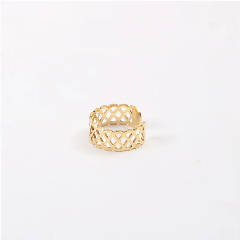 

High End PVD Gold Plated Hollow out Stainless Steel Open Rings for Women Trendy Jewelry