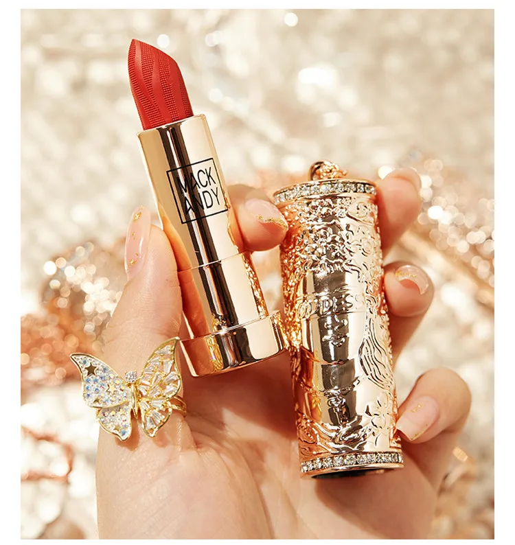

lucky goddess necklace velvet air lipstick nourishing matte lipstick carving luxury lip stick student makeup, 6 colors optional