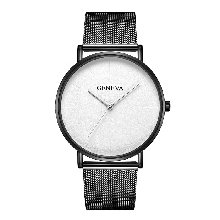 

GENEVA Classic Quartz Wrist Watch Bracelet Watch Mesh Strap Watch Stainless Steel Simple Design Fashion 2019 Men's 10 Colors, According to reality
