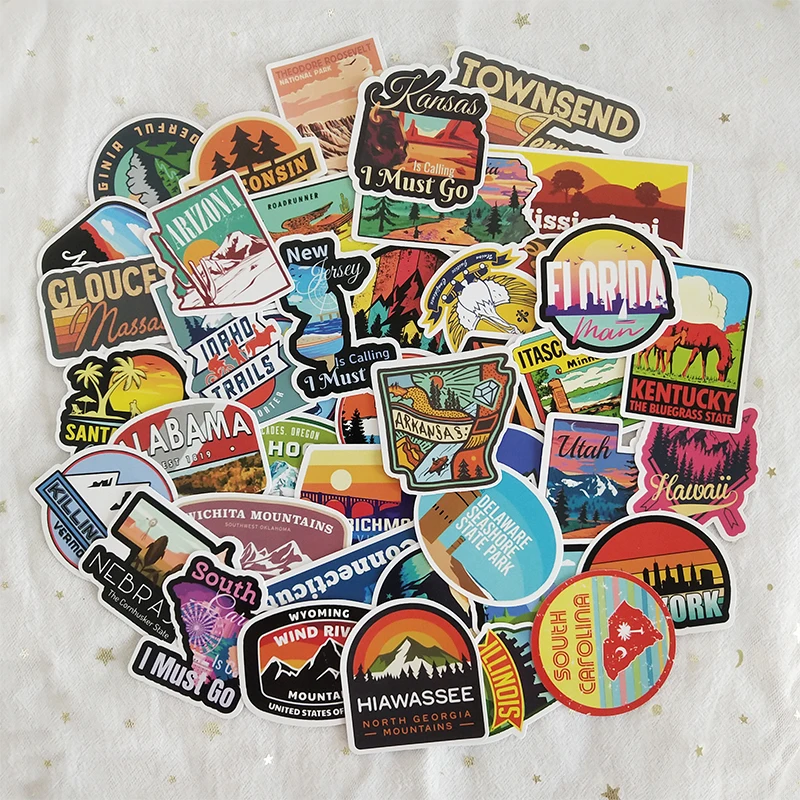 

New Design 50 pcs USA State Waterproof Stickers for Hydroflask Laptop Computer
