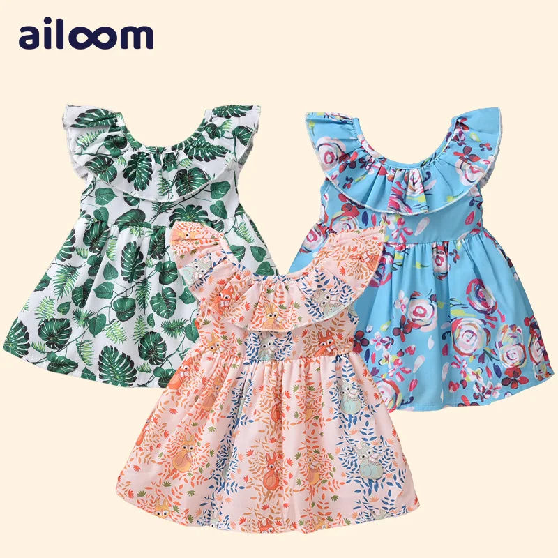 

wholesale 0-5year sleeveless skirt girls tutu skirt baby dress causal summer printed Party Princess Dress girls' dresses