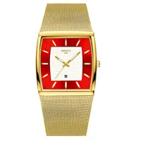 

NIBOSI 2376 Gold Square Quartz Watch Retro Vintage Analog Watch Casual Dress Waterproof Wrist Watch Relogio Masculino