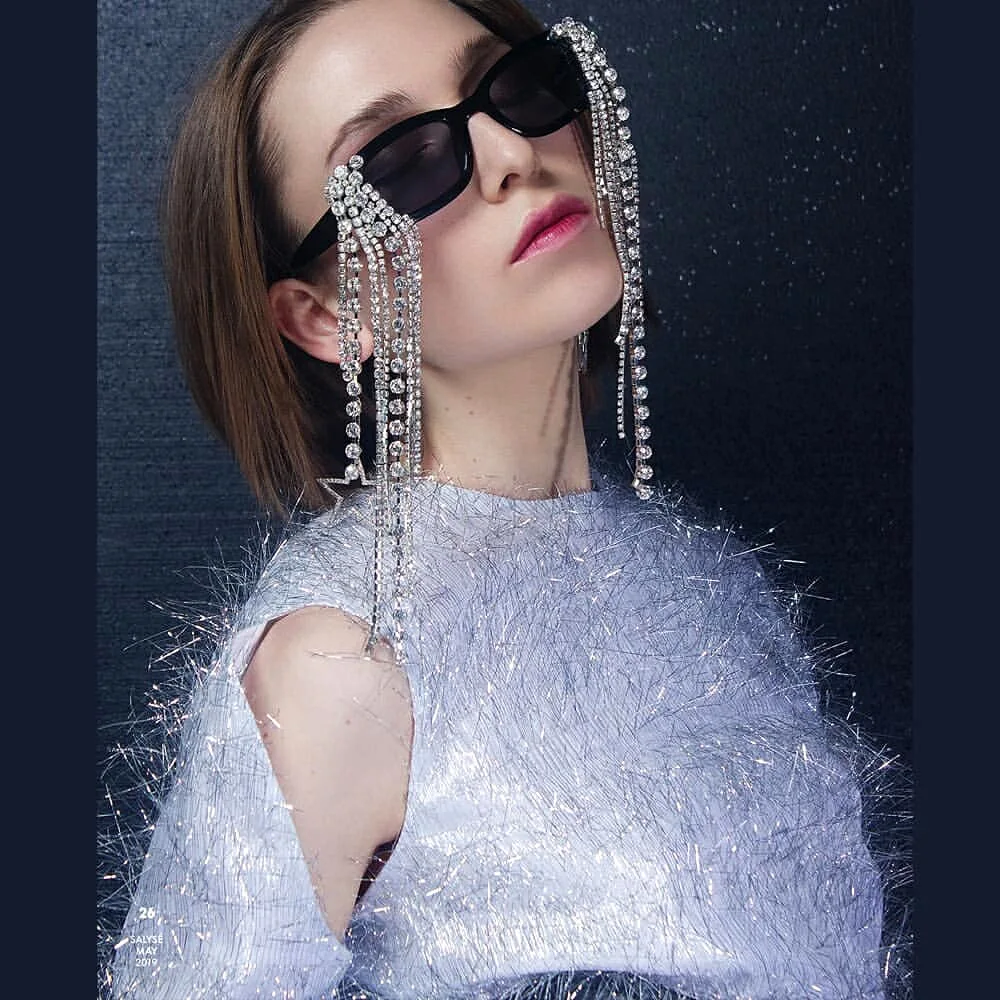 

Small Square Jelly Color Sunglasses Women Retro Leopard Print Tassel Patch Diamond Sunglasses UV400, Colors