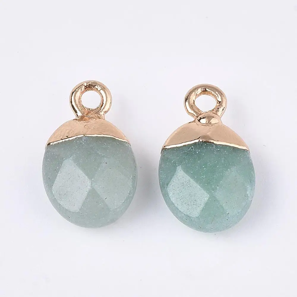 

Pandahall Electroplate Iron Findings Green Aventurine Charms Natural Pendants