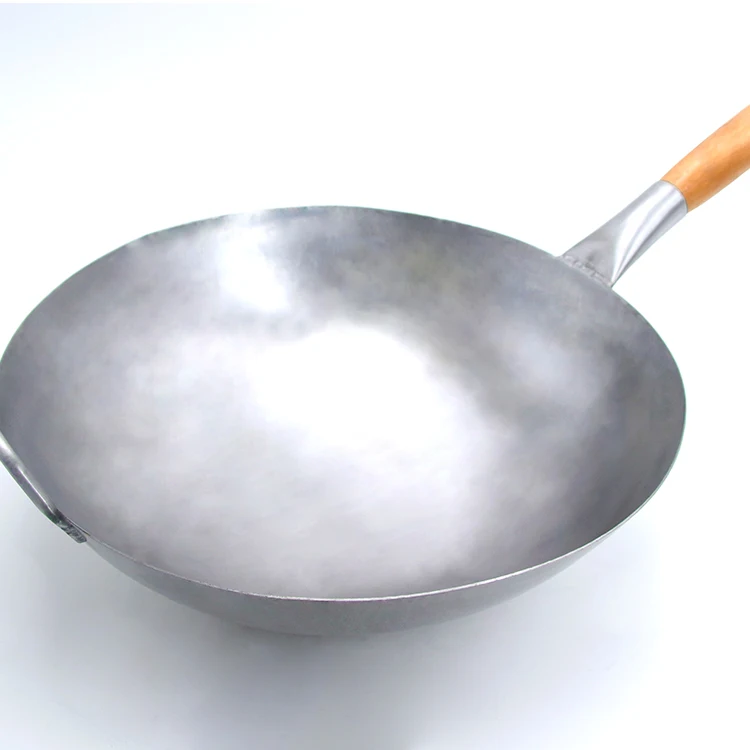 

Chinese Wrought Iron Wok Pan with Wooden Handle