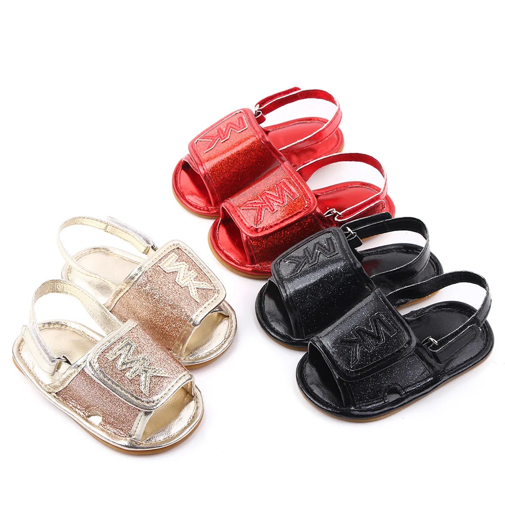 

New arrival beautiful baby newborn toddler sandals slippers, Black/gold/red