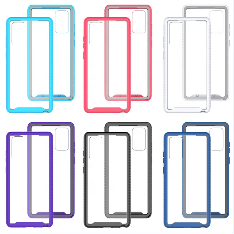 

For Samsung Note 20 Clear Case, Hot Sale Shockproof PC Bumper Transparent Phone Case for Samsung Galaxy A11 A41 A71, Black, purple, blue, red, white, sky blue