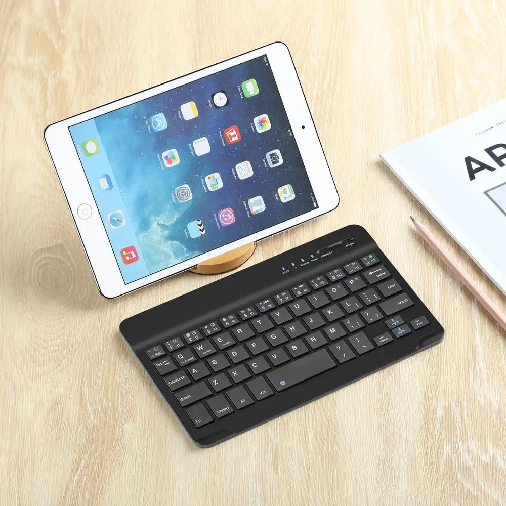 

BUBM 59 Keys Small Mini Pocket Wireless Teclado Para Celular Rechargeable Mobile Cell Phone Keyboard for iPad, Black