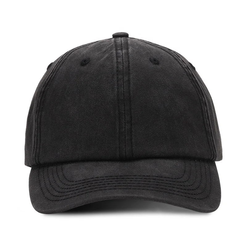 

Stylish classic heavy washed vintage cotton black color unisex baseball caps dad hats spot supply