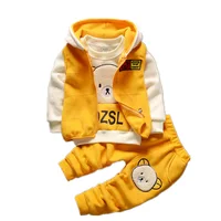 

Bulk buy from china Wholesale Cute embroidered cartoon Bear Winter Warm 3 Pcs Baby Clothes Sets