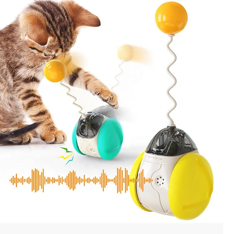 

New Cat Toy Balance Swing Car Electric Sounding Tumbler Interactive Teaser Cat Toy With Ball, Green, pink, yellow, blue