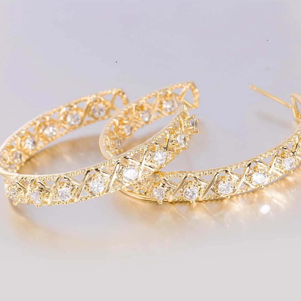 

XuQian 18K Gold Plated Zirconia Vintage Earriings for Women, Gold&silver