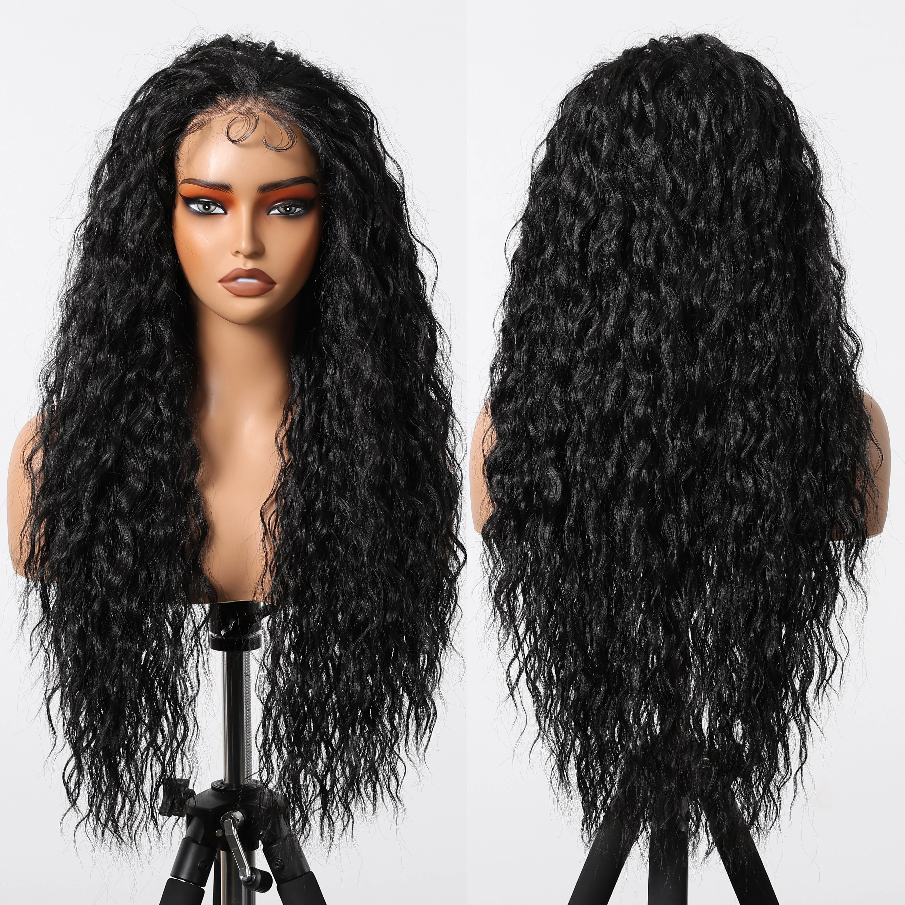 13*6 HD U Lace Wig Synthetic Japanese Future Fiber Natural Soft Wig Color Mixing 180% Density Black