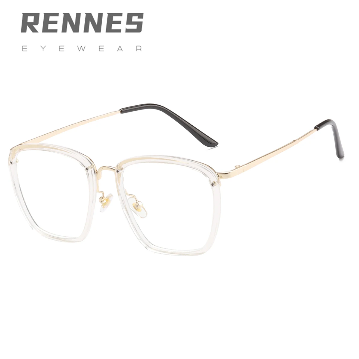 

RENNES 2021 new square frame anti-Blue-ray glasses women's metal frame large men's retro ring frame