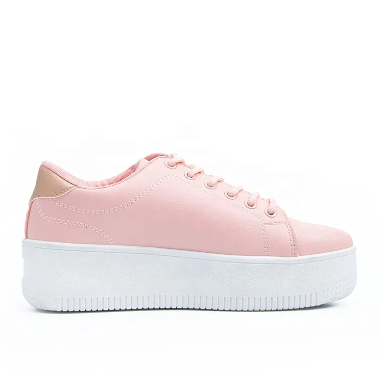 

Women Platform Sneaker PU Shoes Pink 5CM High Wholesale Price Made In China